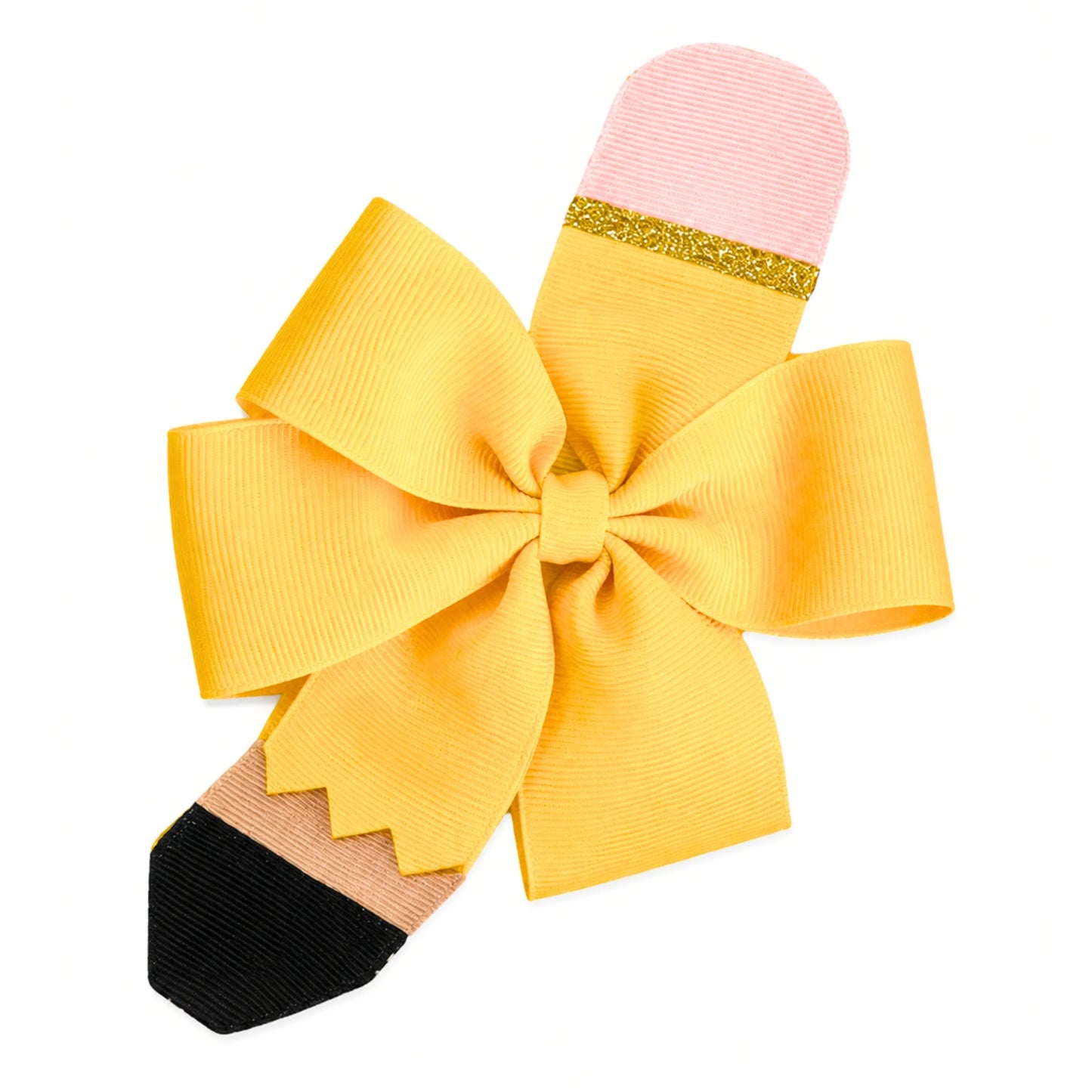 Pencil Back-To-School Hair Bow - Yellow