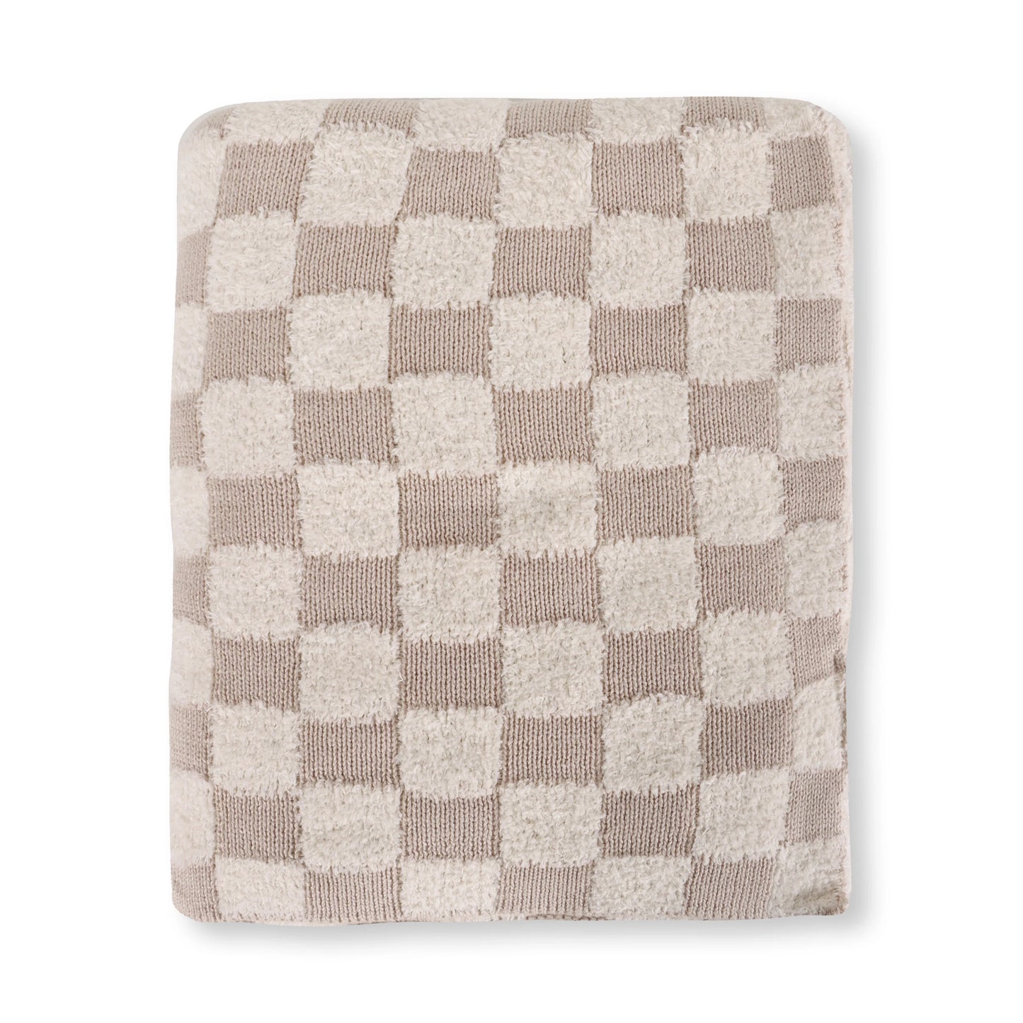Terry Knit Baby Blanket - Tan Check