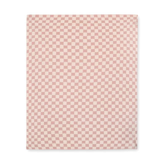 Terry Knit Baby Blanket - Blush Check