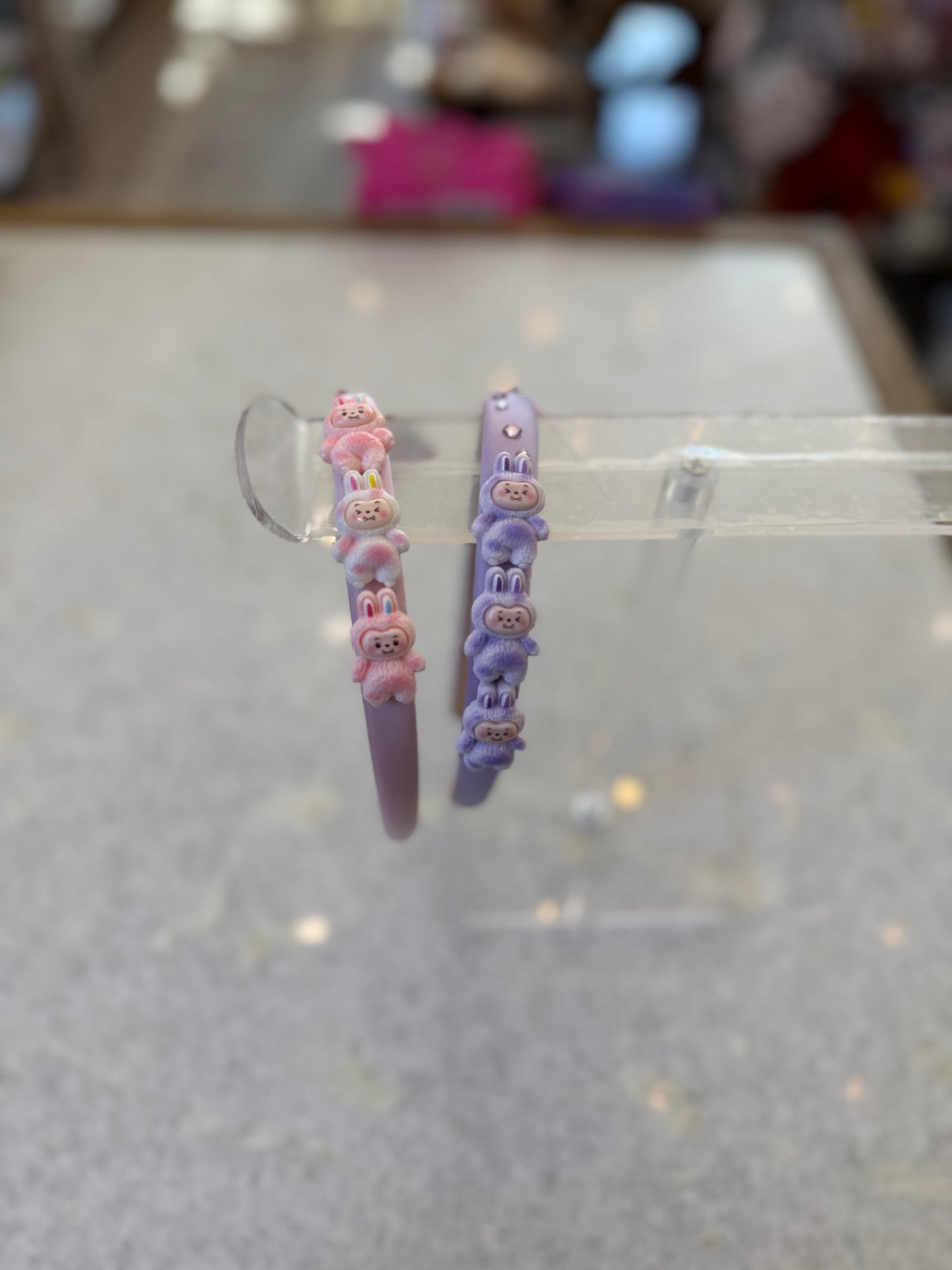 Pink Satin Headband with Labubu Charms