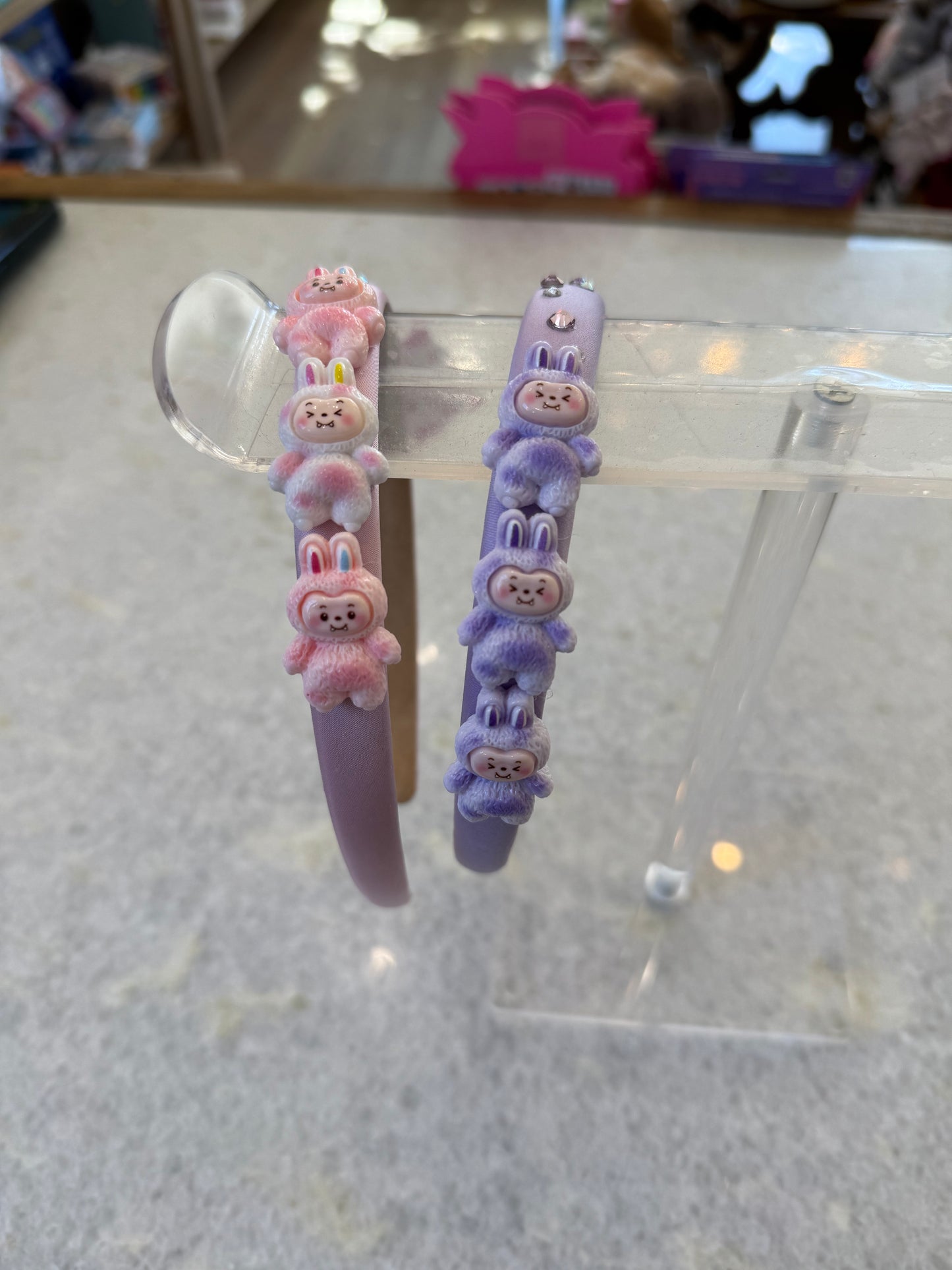 Purple Satin Headband with Labubu Charms