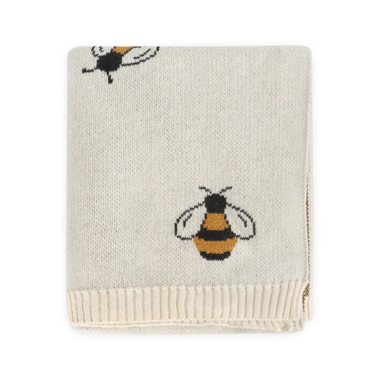 Bee - Organic Cotton Jacquard Sweater Knit Baby Blanket