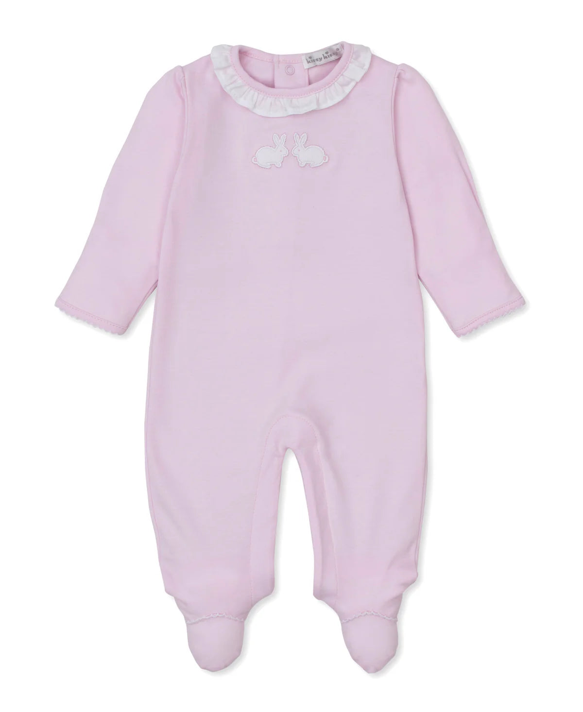 Pique Twin Bunnies Pink Ruffle Footie