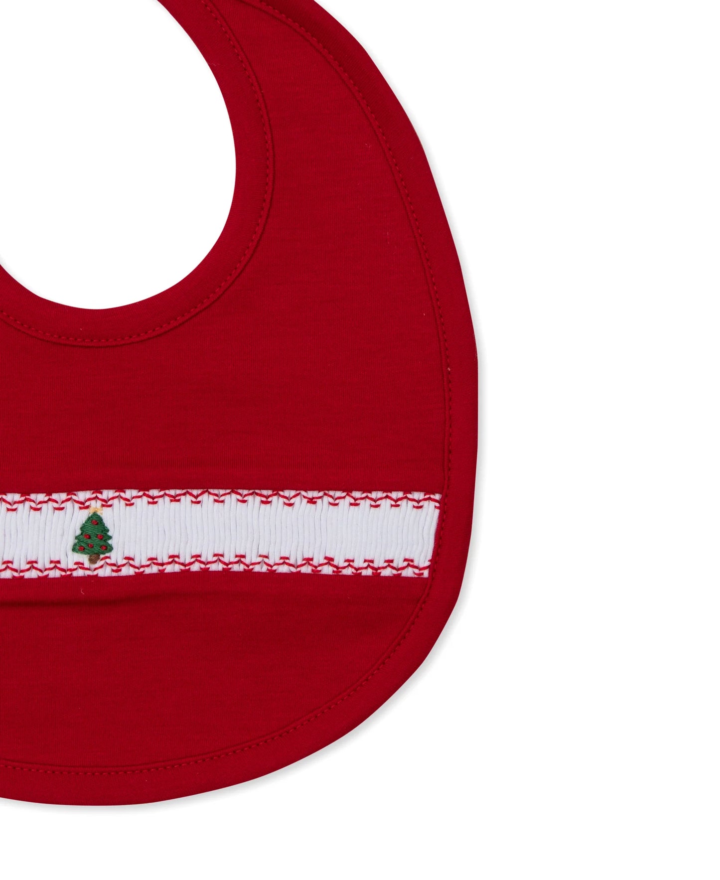 Bib With Hand Smocking - Red