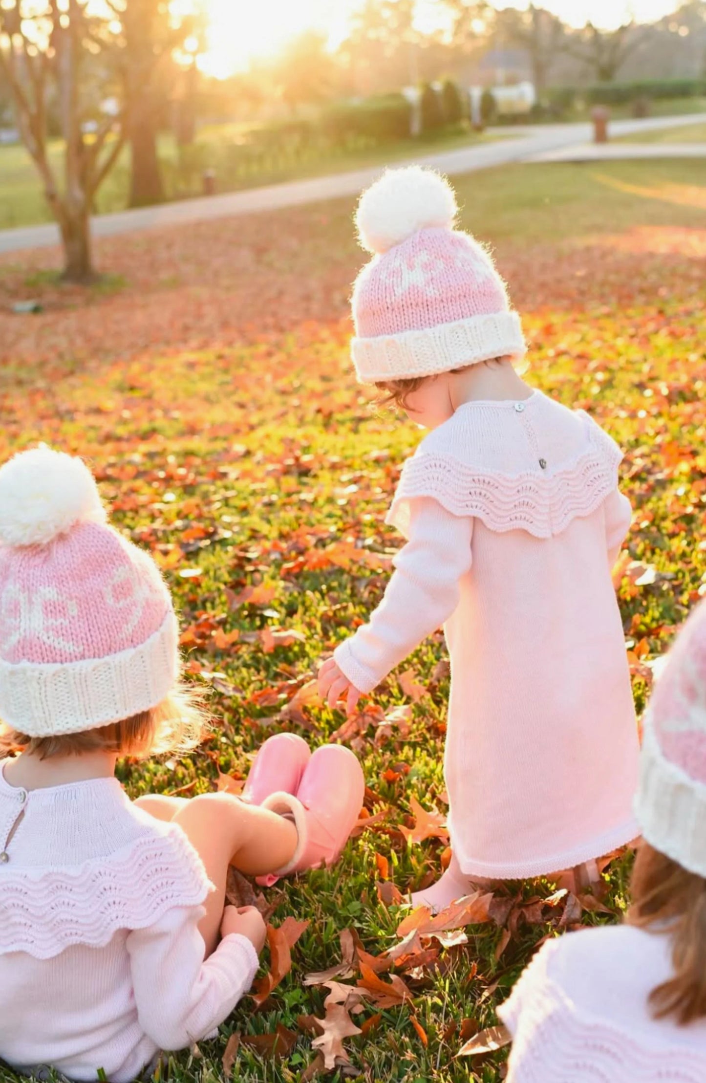 White, Pink Bow - Beanie - Kids