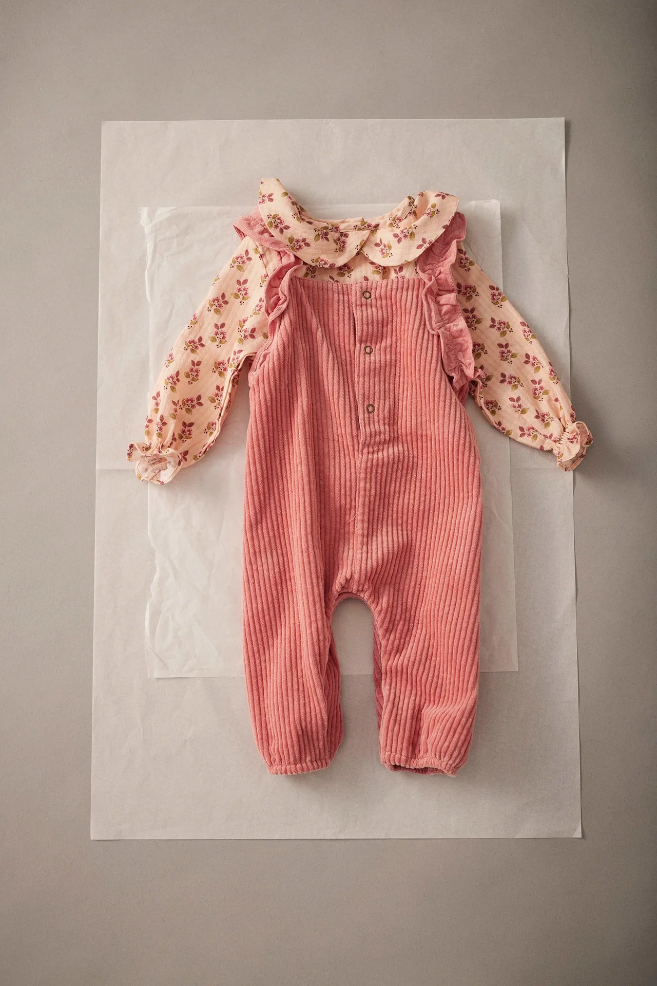 Wide Corduroy Baby Ruffled Overall
