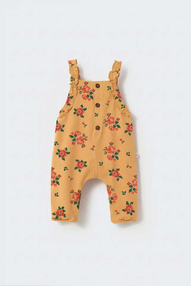 Overalls Lily - Cross Stitch Floral Twill Baby Overalls