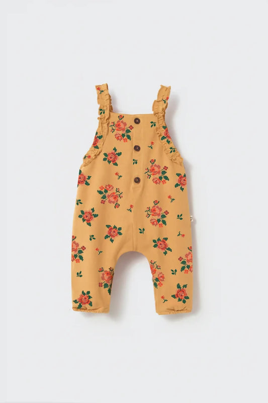 Overalls Lily - Cross Stitch Floral Twill Baby Overalls
