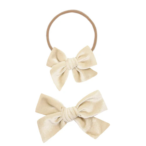 Velvet - Latte Bow Headband - Large
