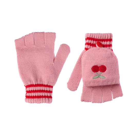 Cheerful Cherry Knitted Gloves (7-10 Years)