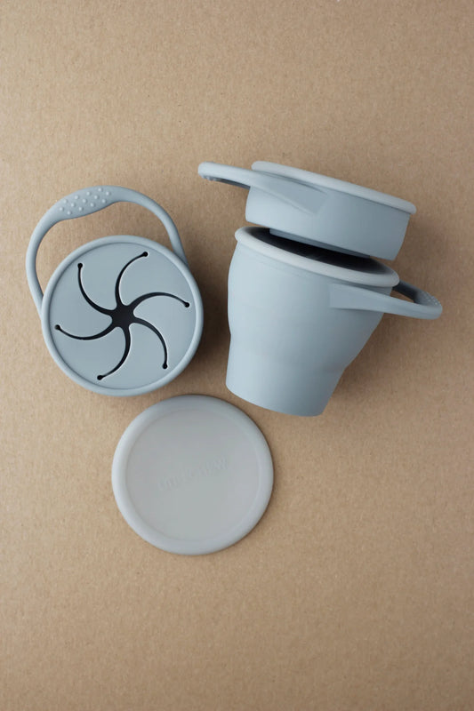 Foldable Silicone snack Cup - Silver Blue