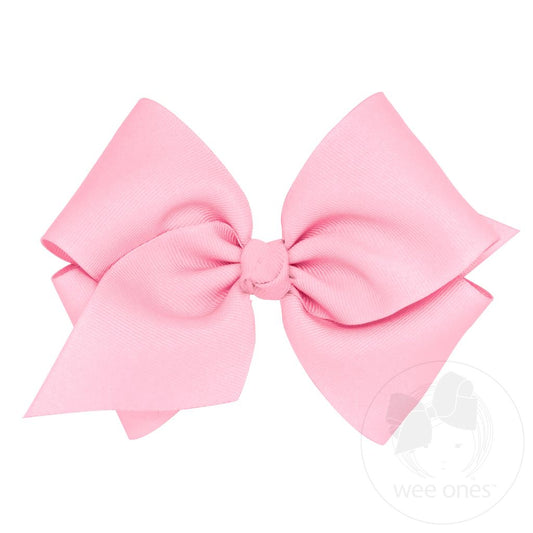 Mini King Classic Grosgrain Hair Bow - Pink