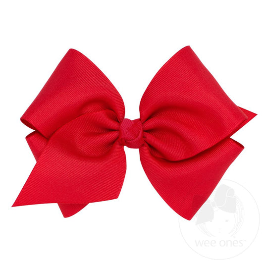 Mini King Classic Grosgrain Hair Bow - Red