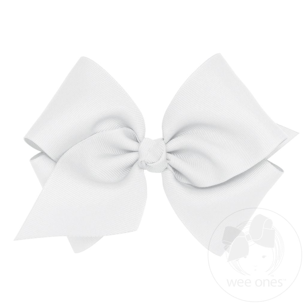 Mini King Classic Grosgrain Hair Bow (Knot Wrap) - White