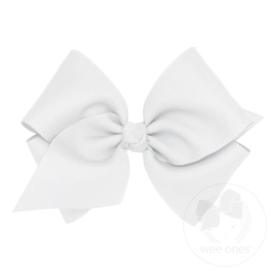 Mini King Classic Grosgrain Hair Bow (Knot Wrap) - White