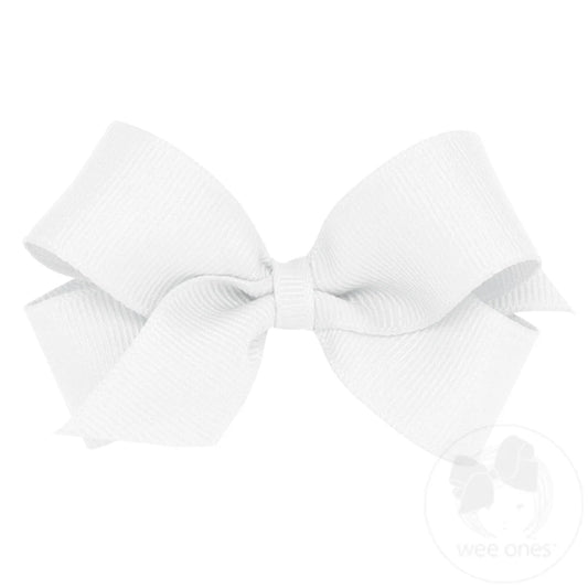 Mini Classic Grosgrain Hair Bow - White