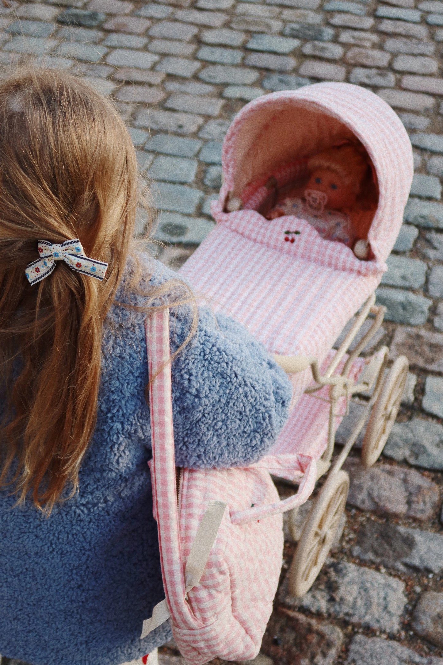 Doll Pram - Powder Pink Check