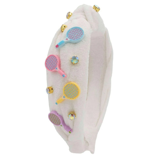 Tennis Charm White Terry Knot Headband