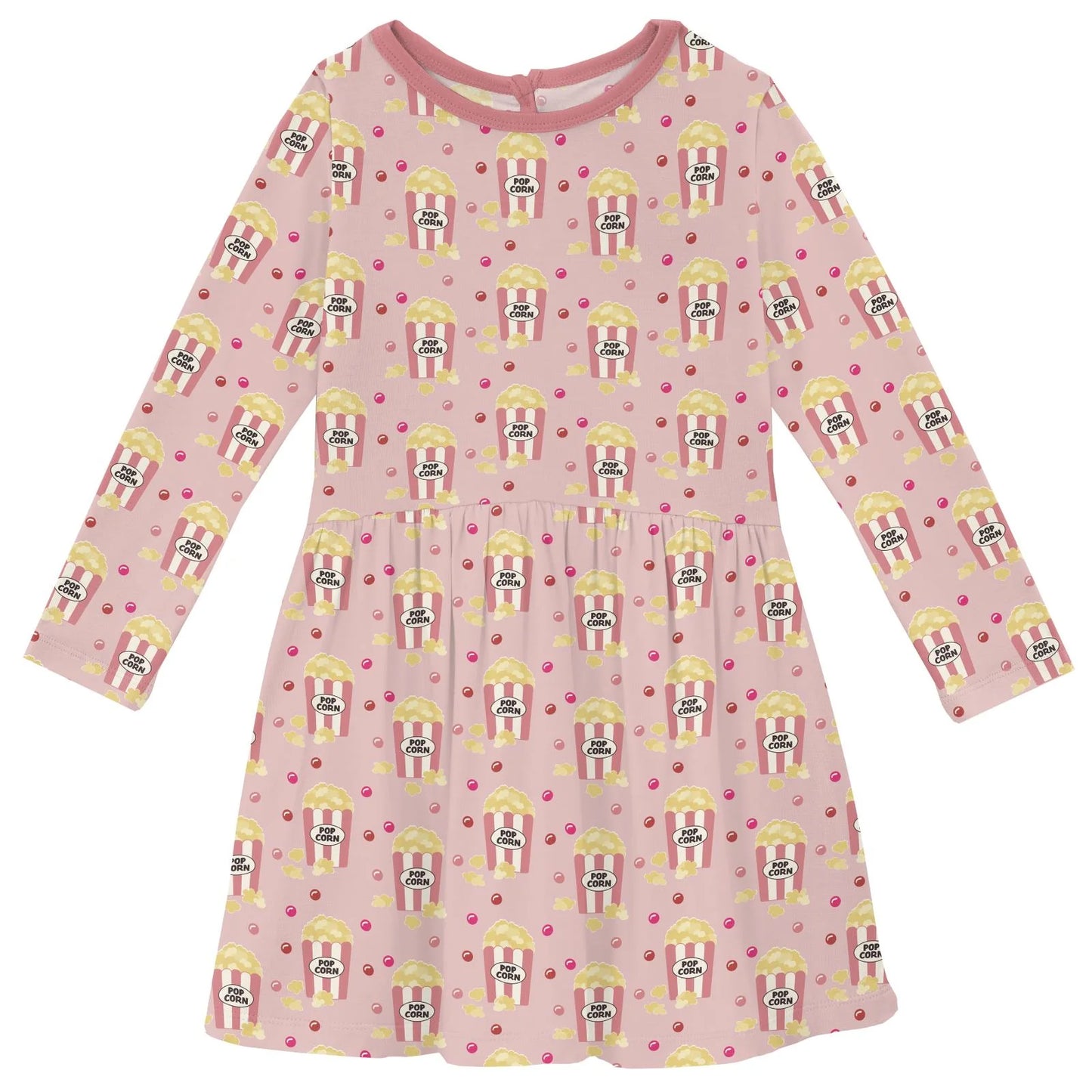 Print Long Sleeve Twirl Dress With Pockets