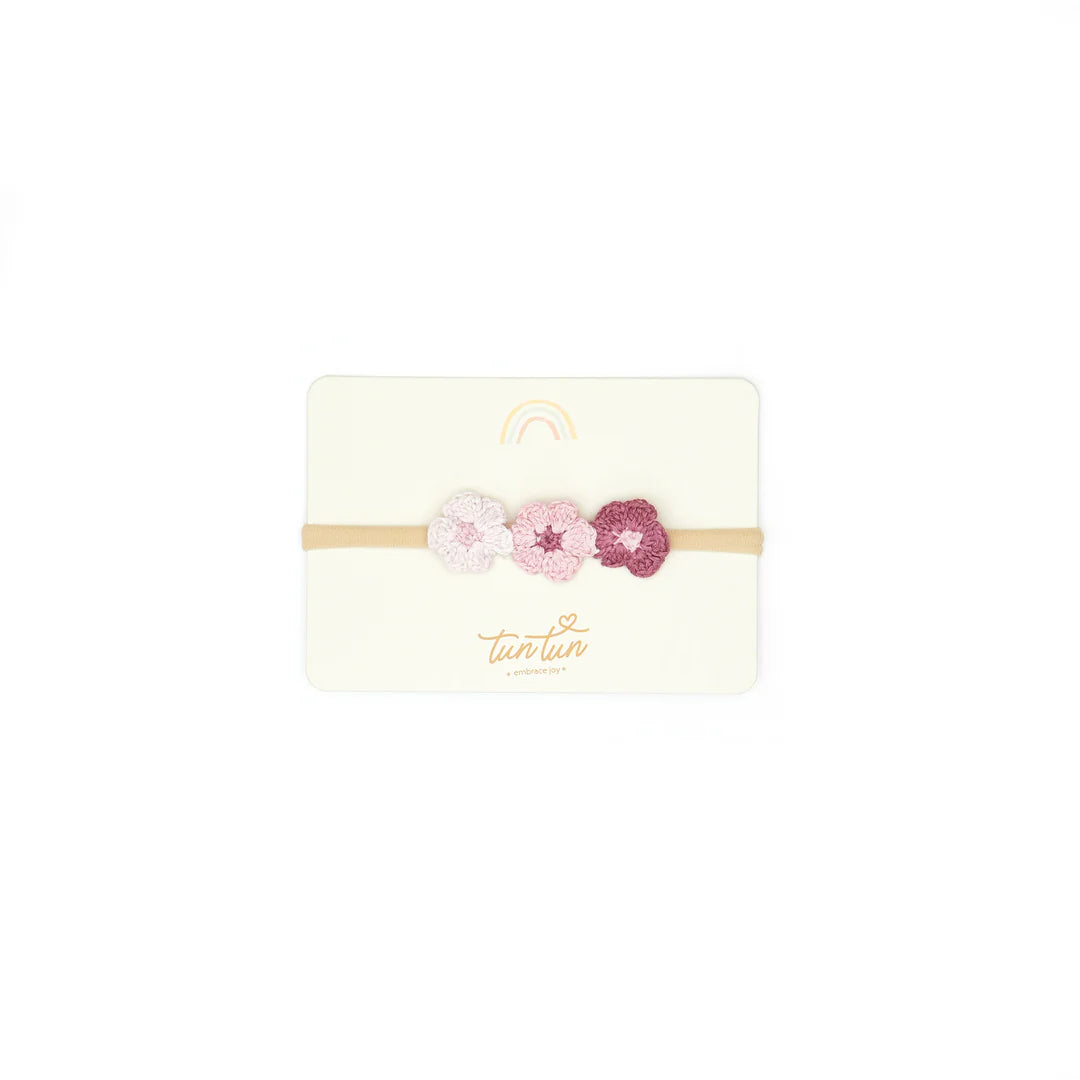 3 Flower Headband - Cameo Pink, Orchid Ice, Mauve