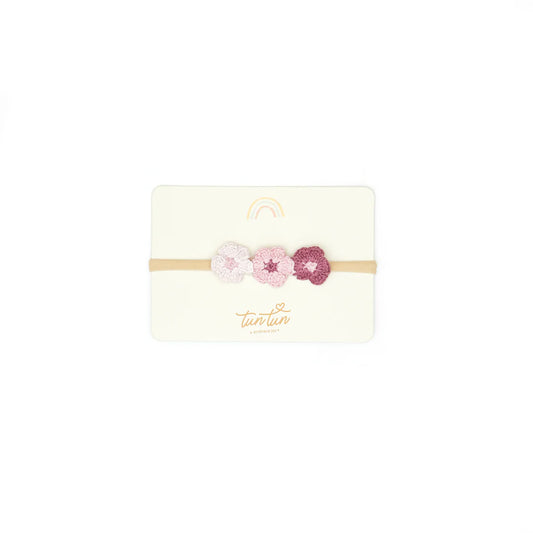 3 Flower Headband - Cameo Pink, Orchid Ice, Mauve
