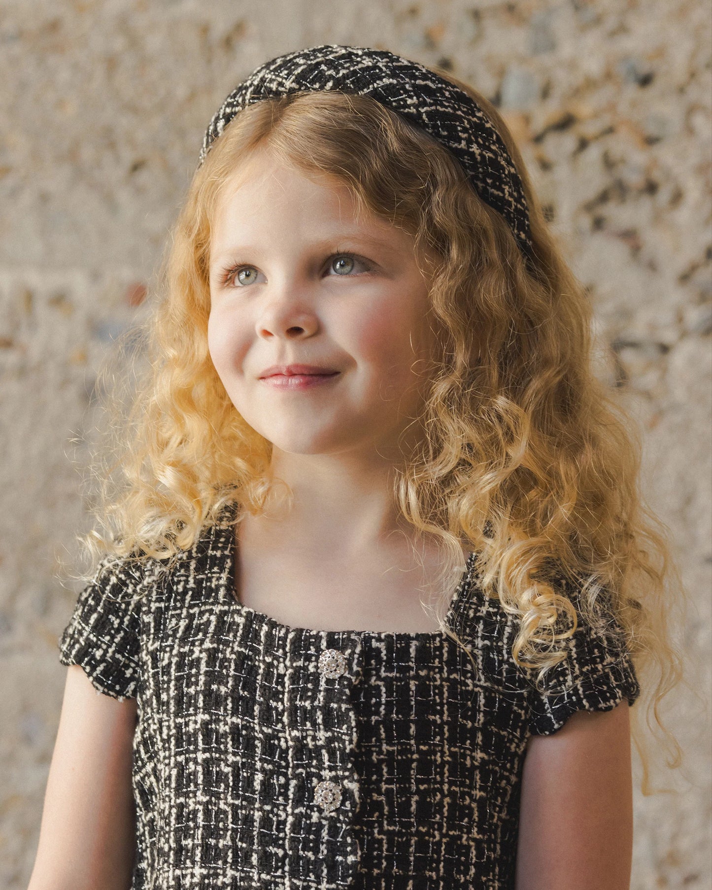 Padded Headband - Black Tweed