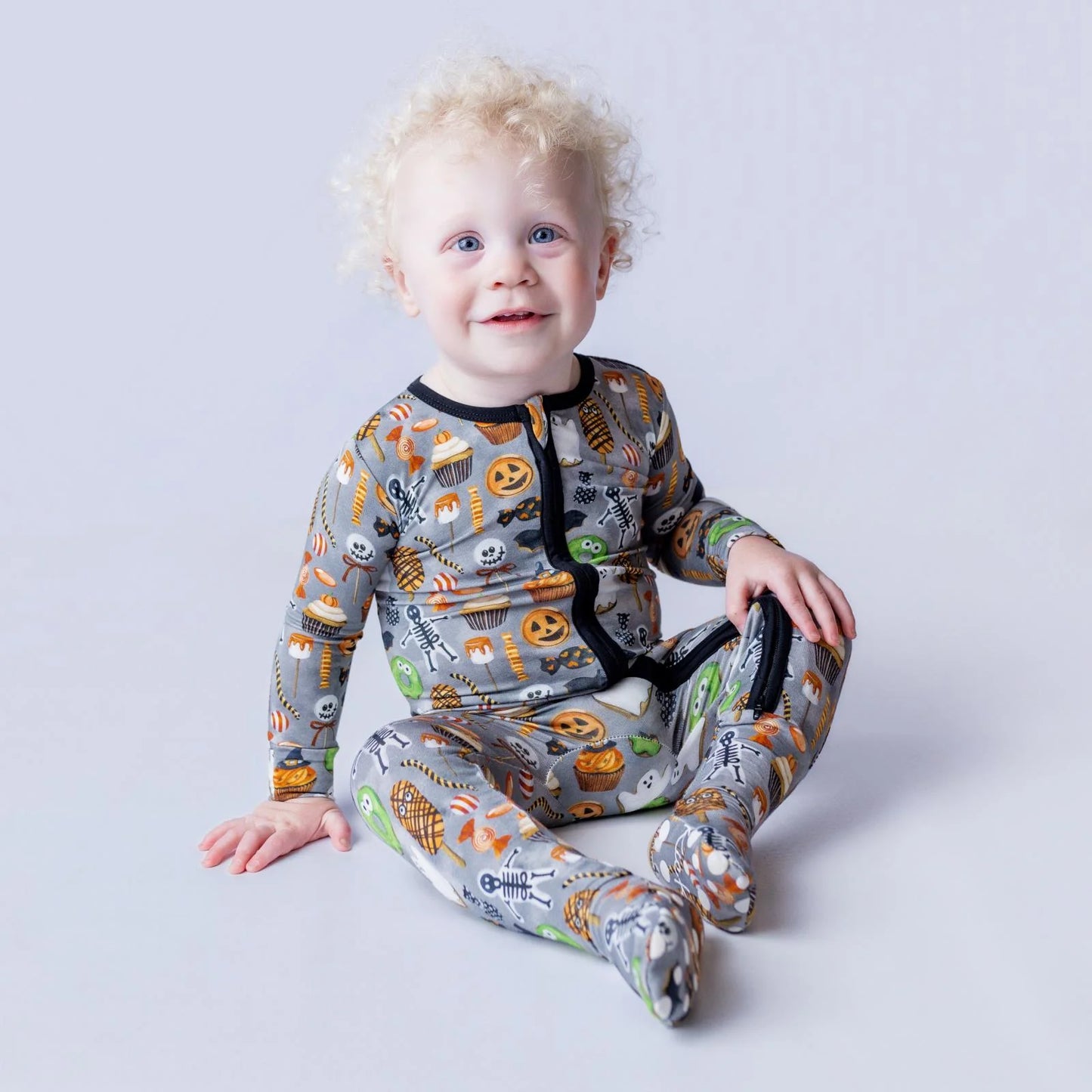 Print Footie With 2 Way Zipper