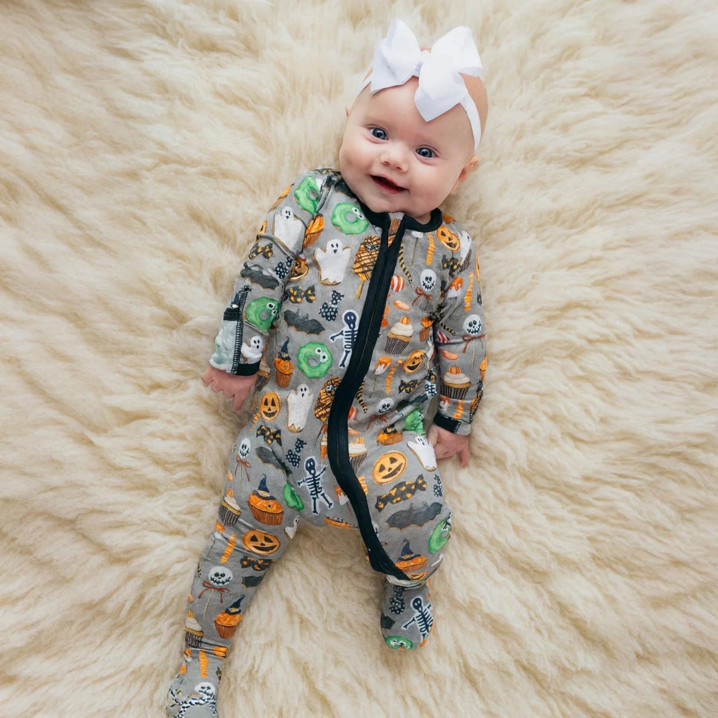 Print Footie With 2 Way Zipper