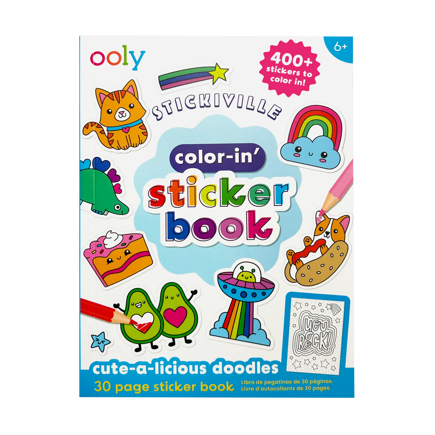 Stickiville: Color-in' Sticker Book - Cute-A-Licious Doodles (30 Pages)