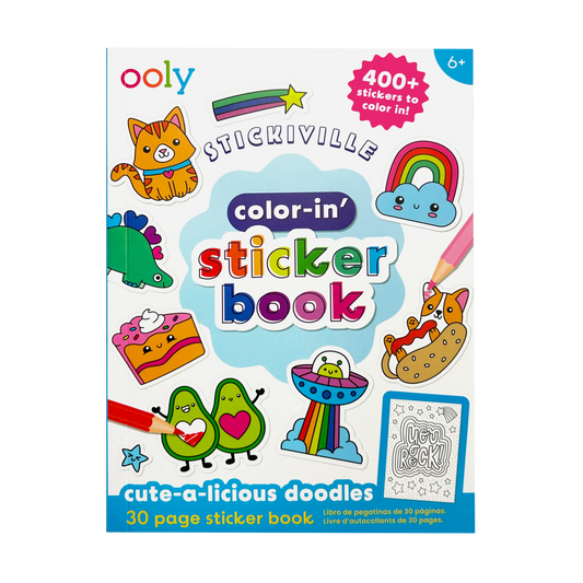 Stickiville: Color-in' Sticker Book - Cute-A-Licious Doodles (30 Pages)