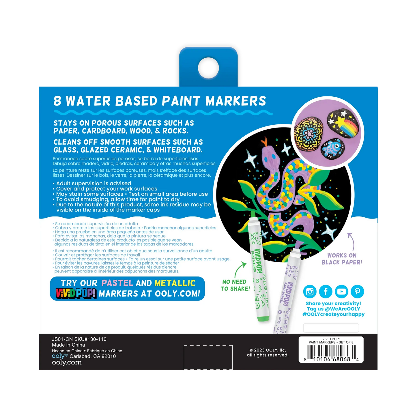 Vivid Pop! Water Based Paint Markers - 8 Colors