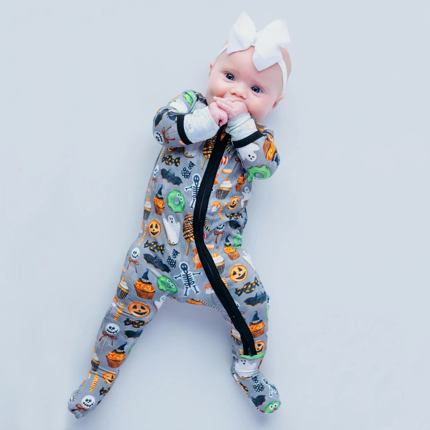 Print Footie With 2 Way Zipper