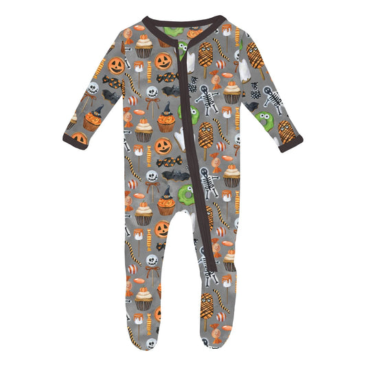 Print Footie With 2 Way Zipper