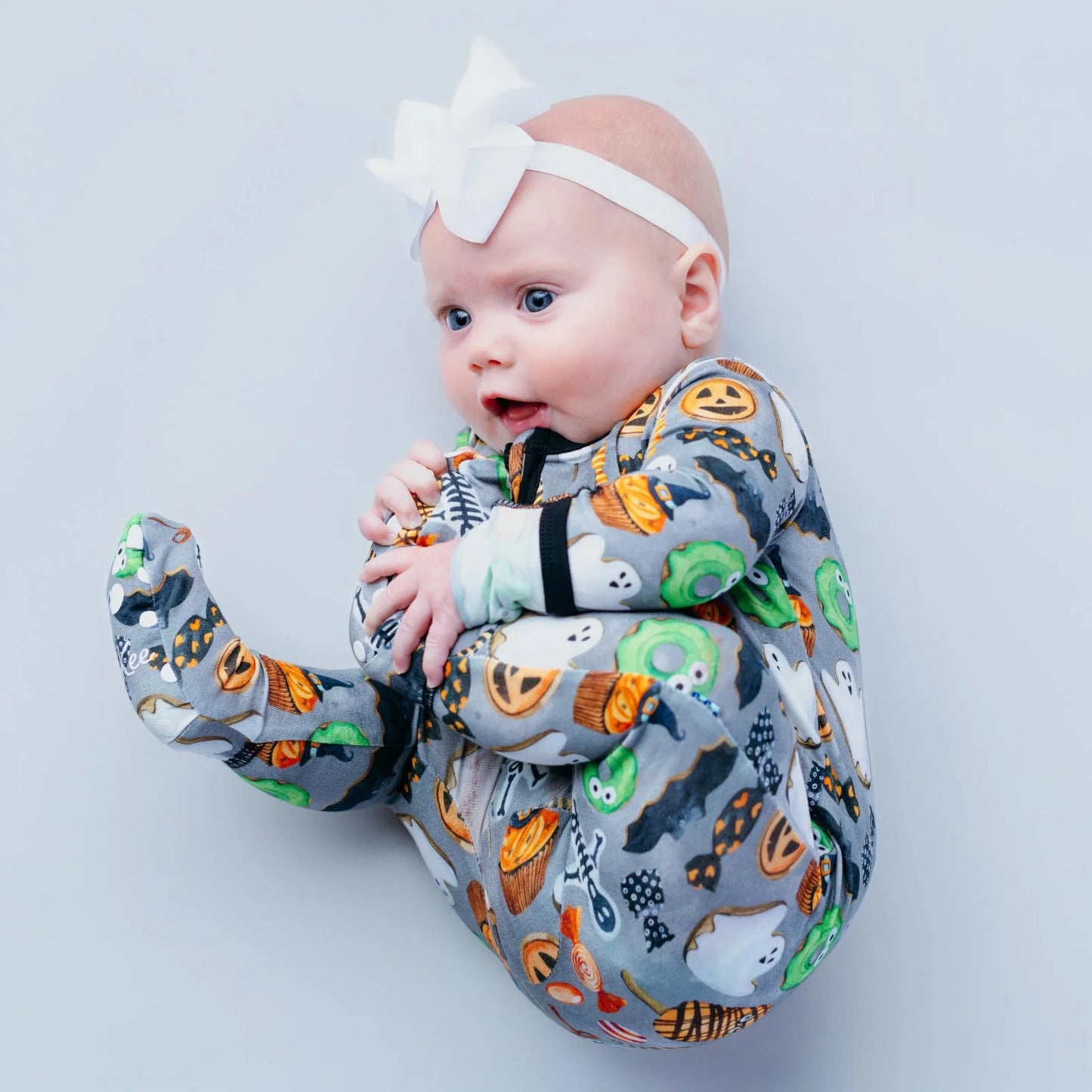 Print Footie With 2 Way Zipper