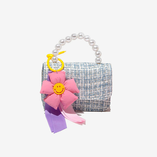 Daisy Tweed Tote - Blue