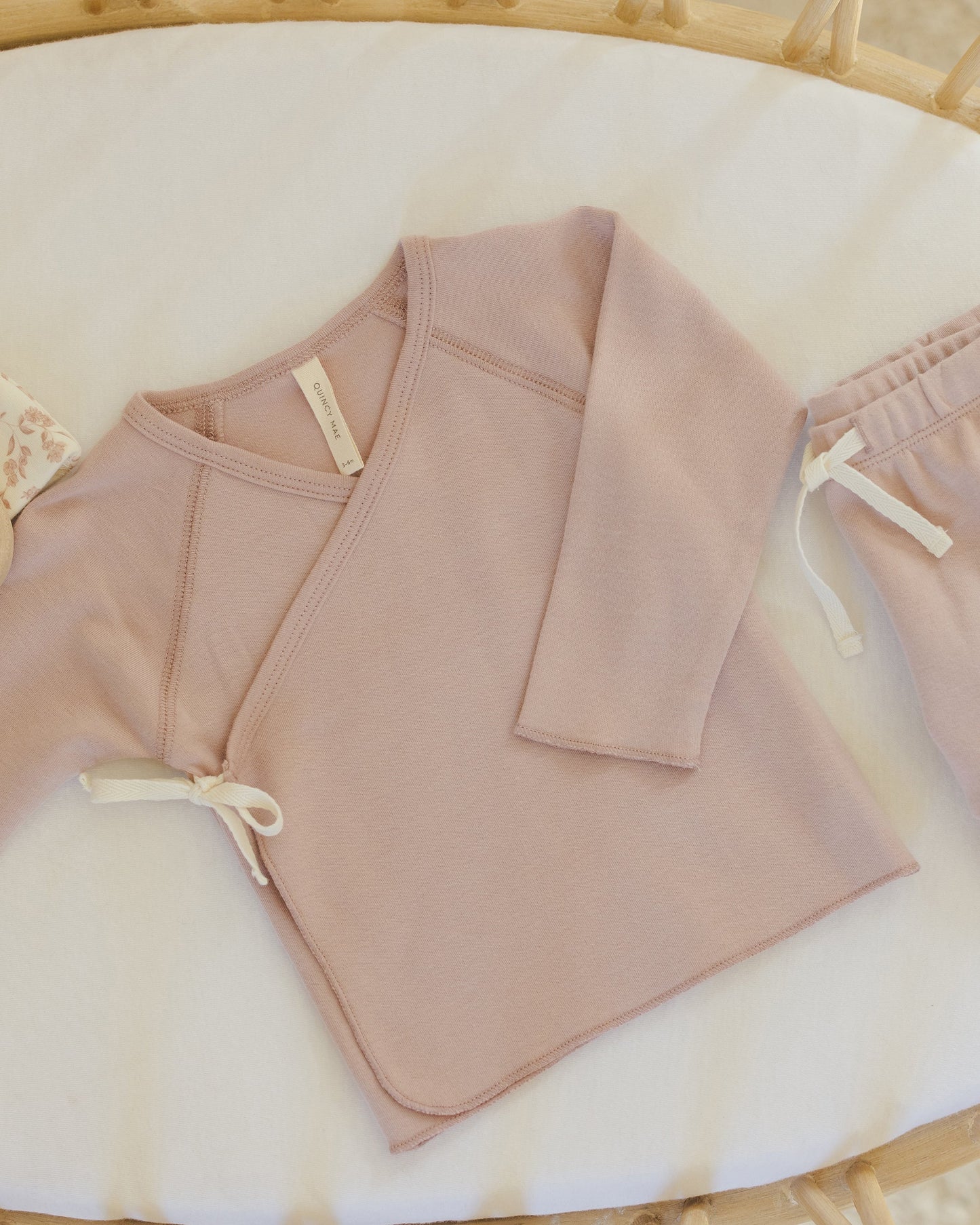 Wrap Top + Footed Pant Set