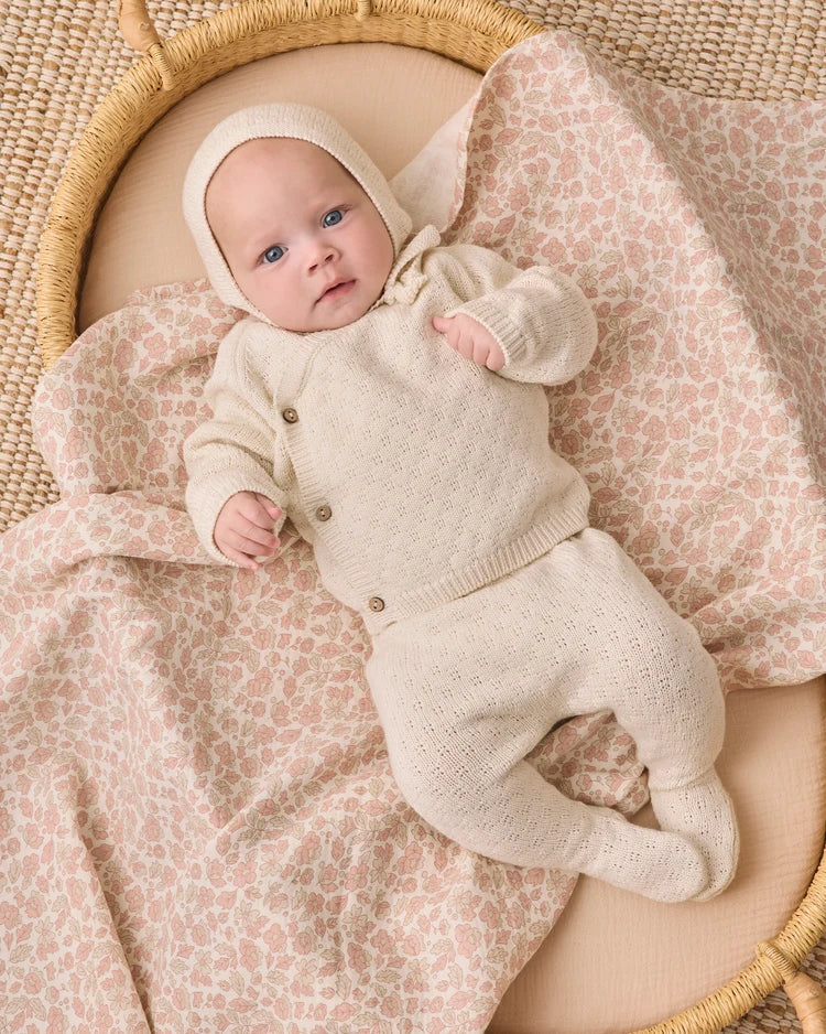 Knit Wrap Top + Footed Pant Set