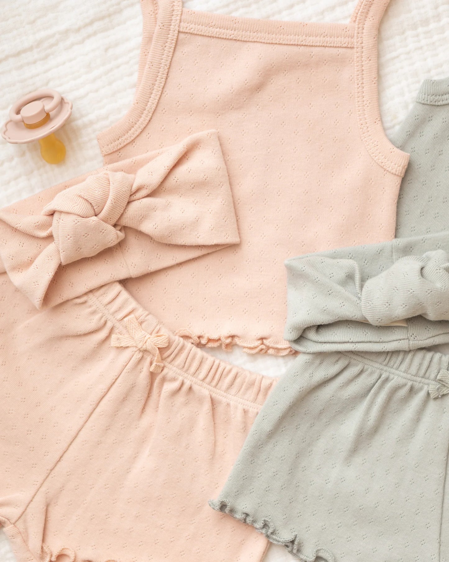 Pointelle Knotted Headband - 0-12M - Melon