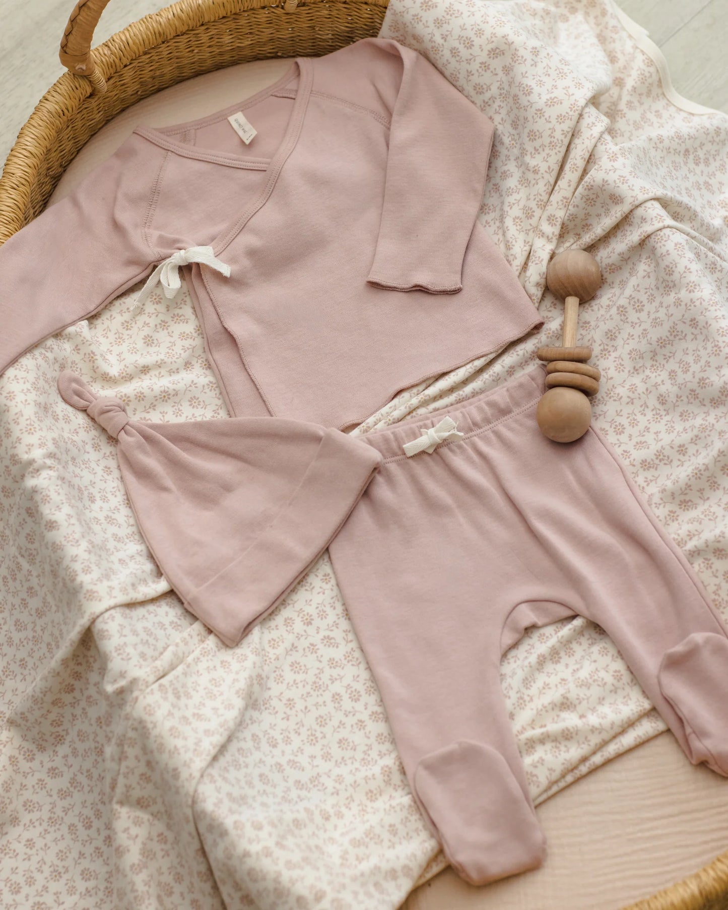 Wrap Top + Footed Pant Set