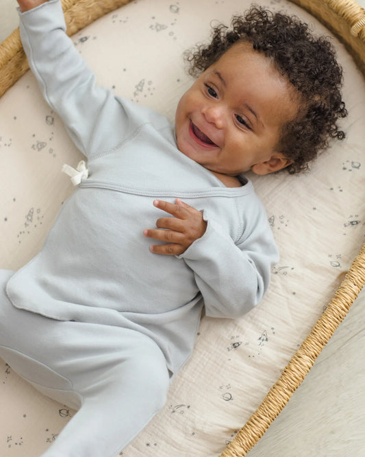 Wrap Top + Footed Pant Set