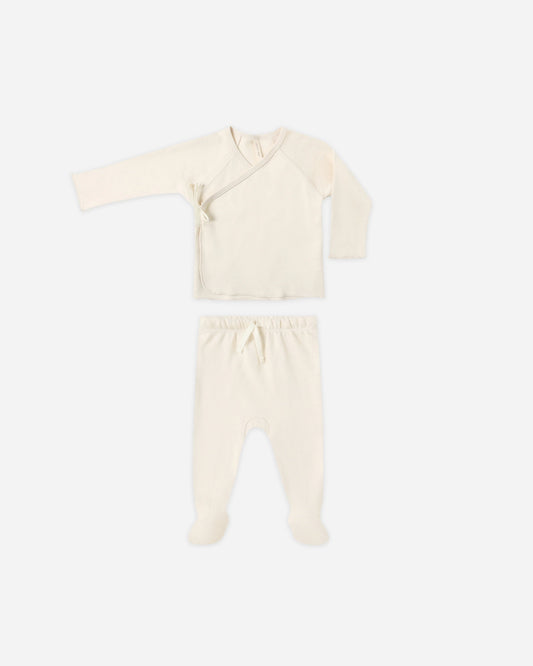 Wrap Top + Footed Pant Set