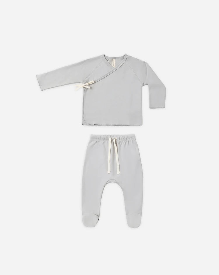 Wrap Top + Footed Pant Set