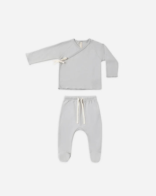 Wrap Top + Footed Pant Set