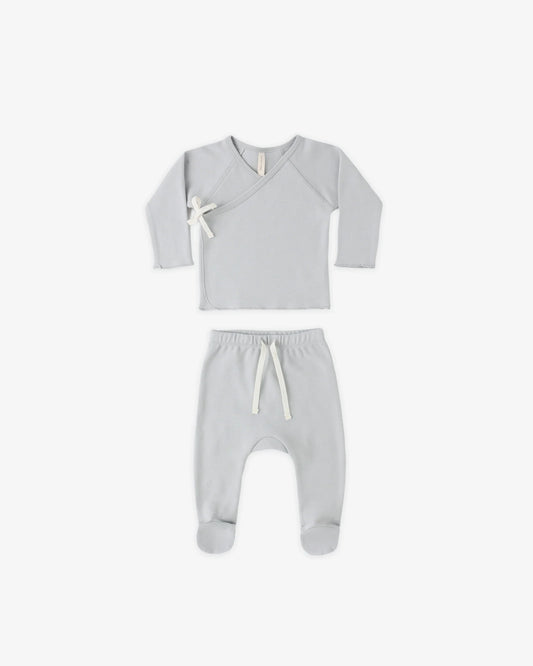 Wrap Top + Footed Pant Set