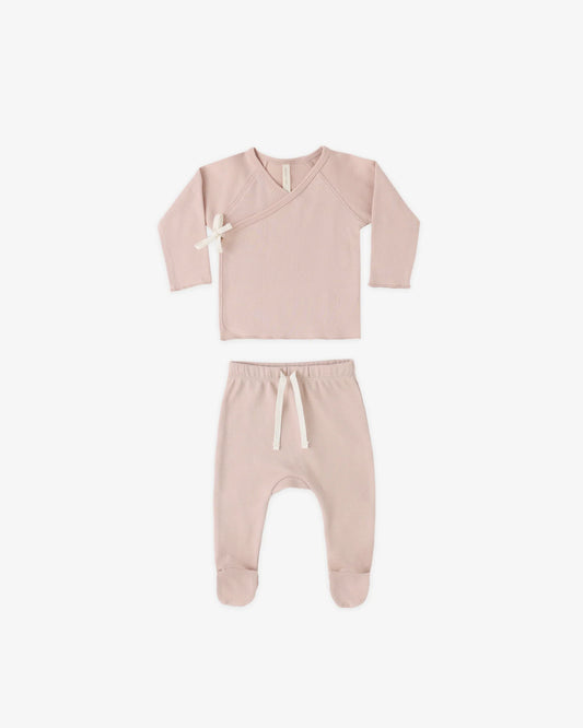 Wrap Top + Footed Pant Set