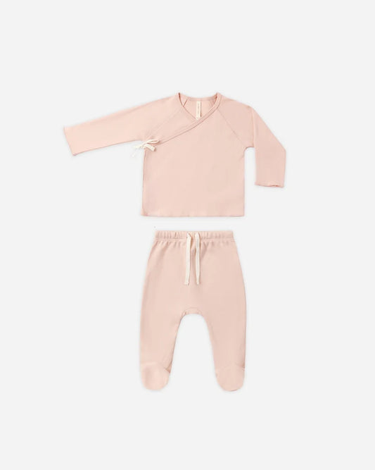 Wrap Top + Footed Pant Set