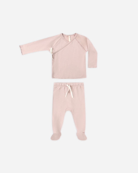 Wrap Top + Footed Pant Set