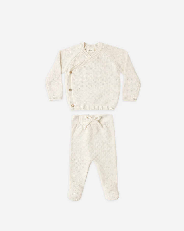 Knit Wrap Top + Footed Pant Set
