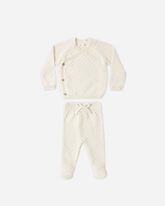 Knit Wrap Top + Footed Pant Set
