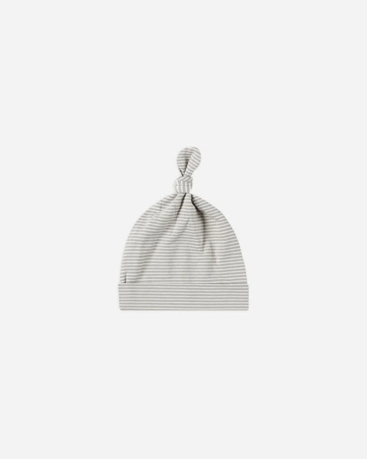 Knotted Baby Hat - Blue Micro Stripe - 0-6M